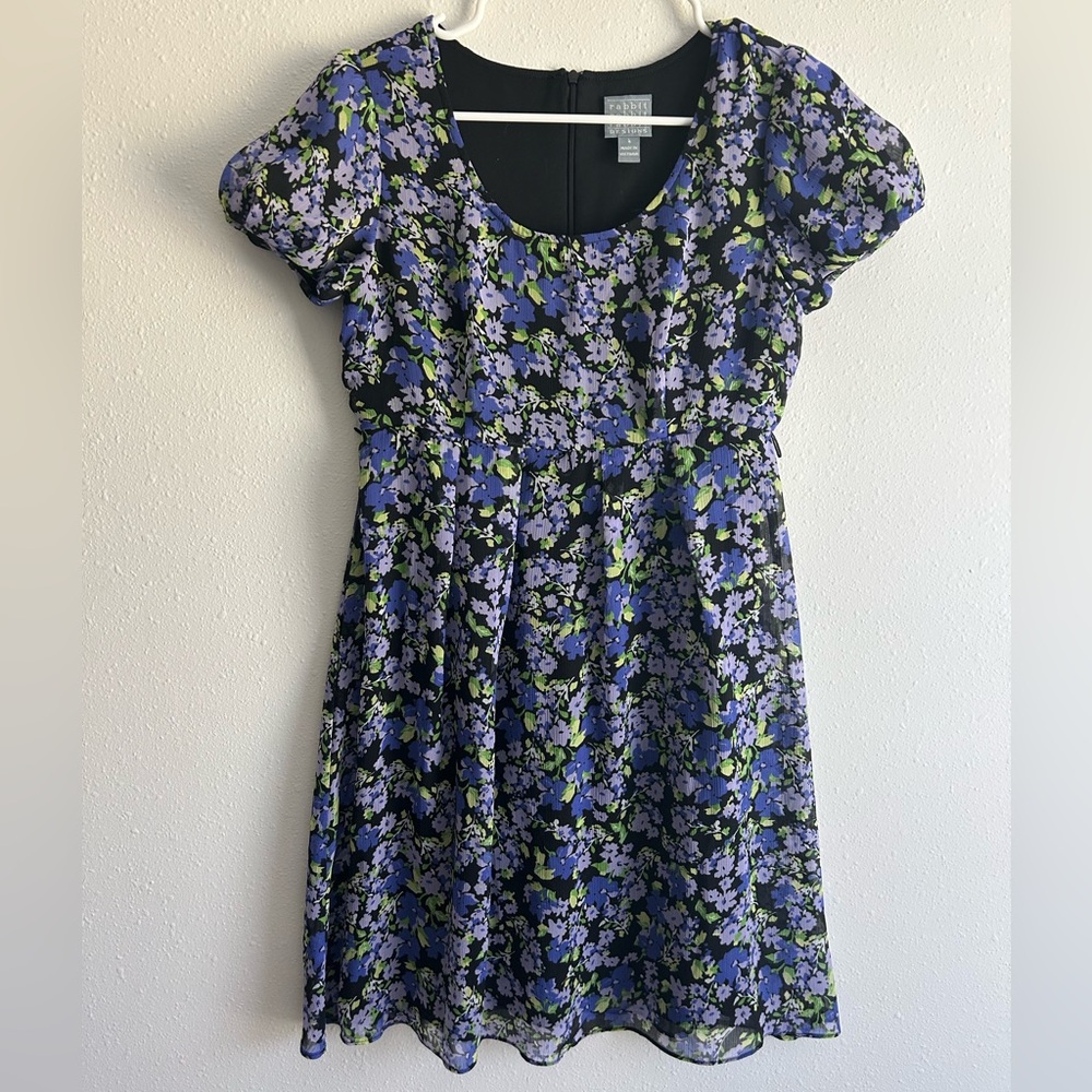 Floral Fit & Flare Dress Sz 4/S Babydoll Empire Waist Ditsy Print Cottagecore